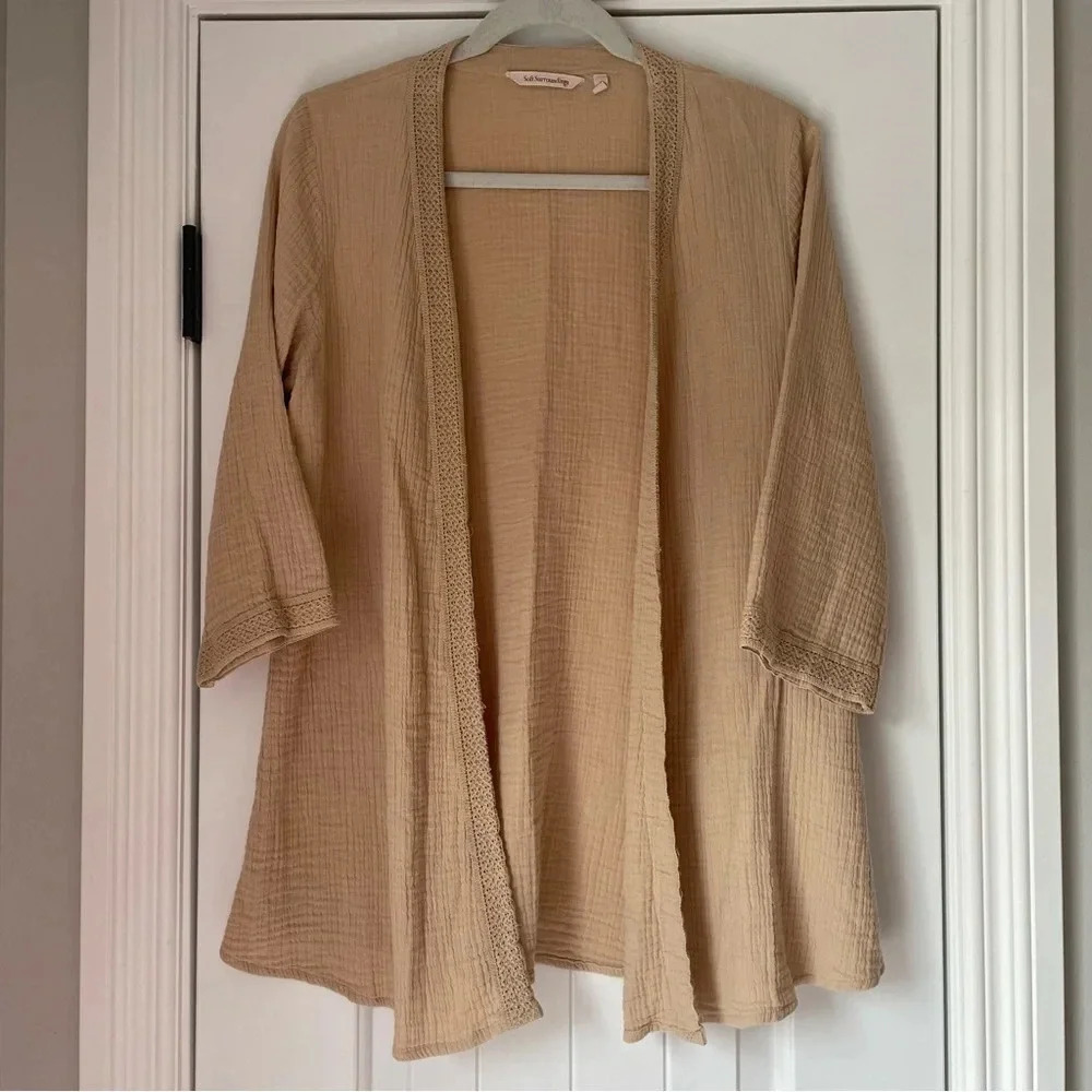 Soft Surroundings Gauzy‎ Cotton Open Cardigan
